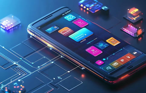 mobile app development and business software interface